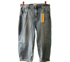 Risen High Rise Barrel Woman's 2XL Jeans Medium Wash NWT